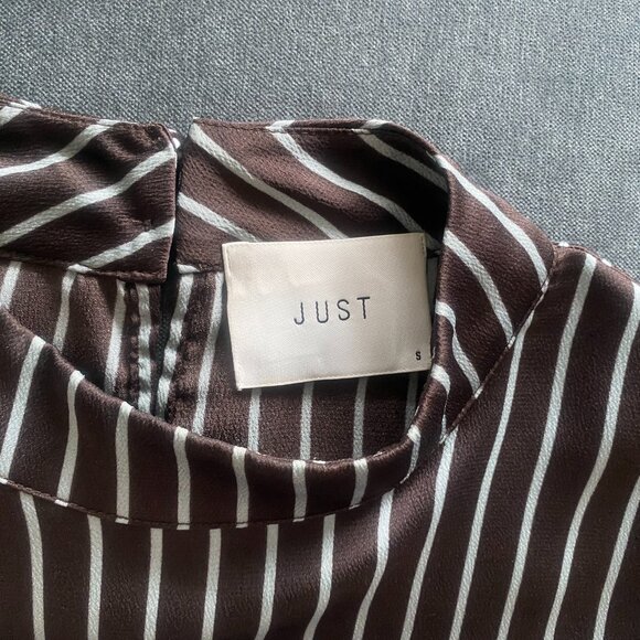 JUST Female x Anthropologie Rosie Striped Shirt Midi Dress, Brown, Size S - Picture 7 of 8